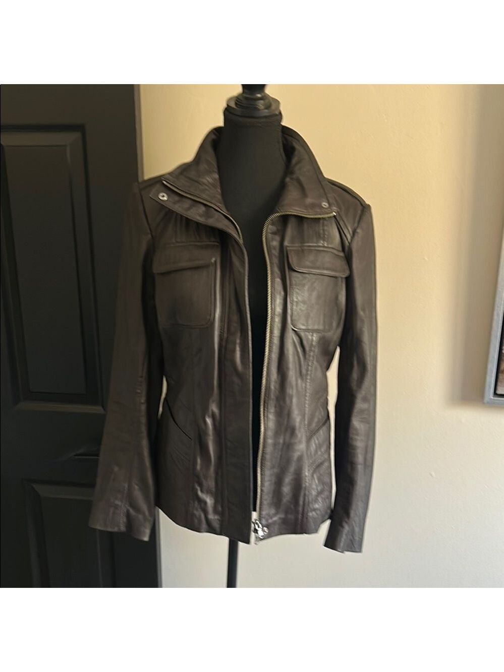 Women's Dark Brown Leather Jacket from Daniel